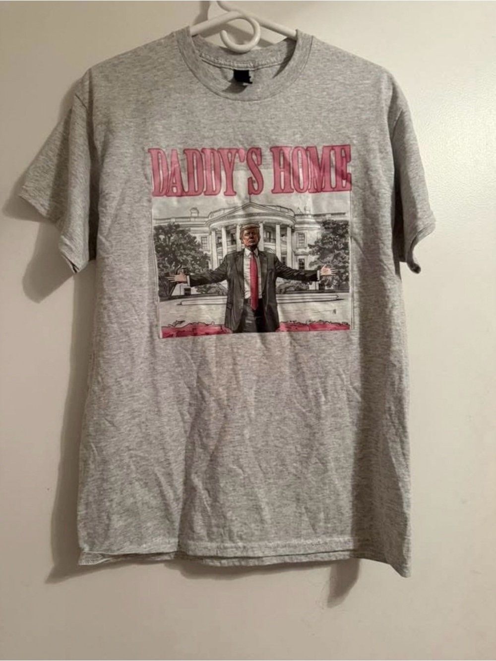 Graphic Crewneck T-Shirt - Gray "Daddy's Home"